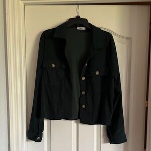 zeagoo Dark Green Corduroy Utility Shacket